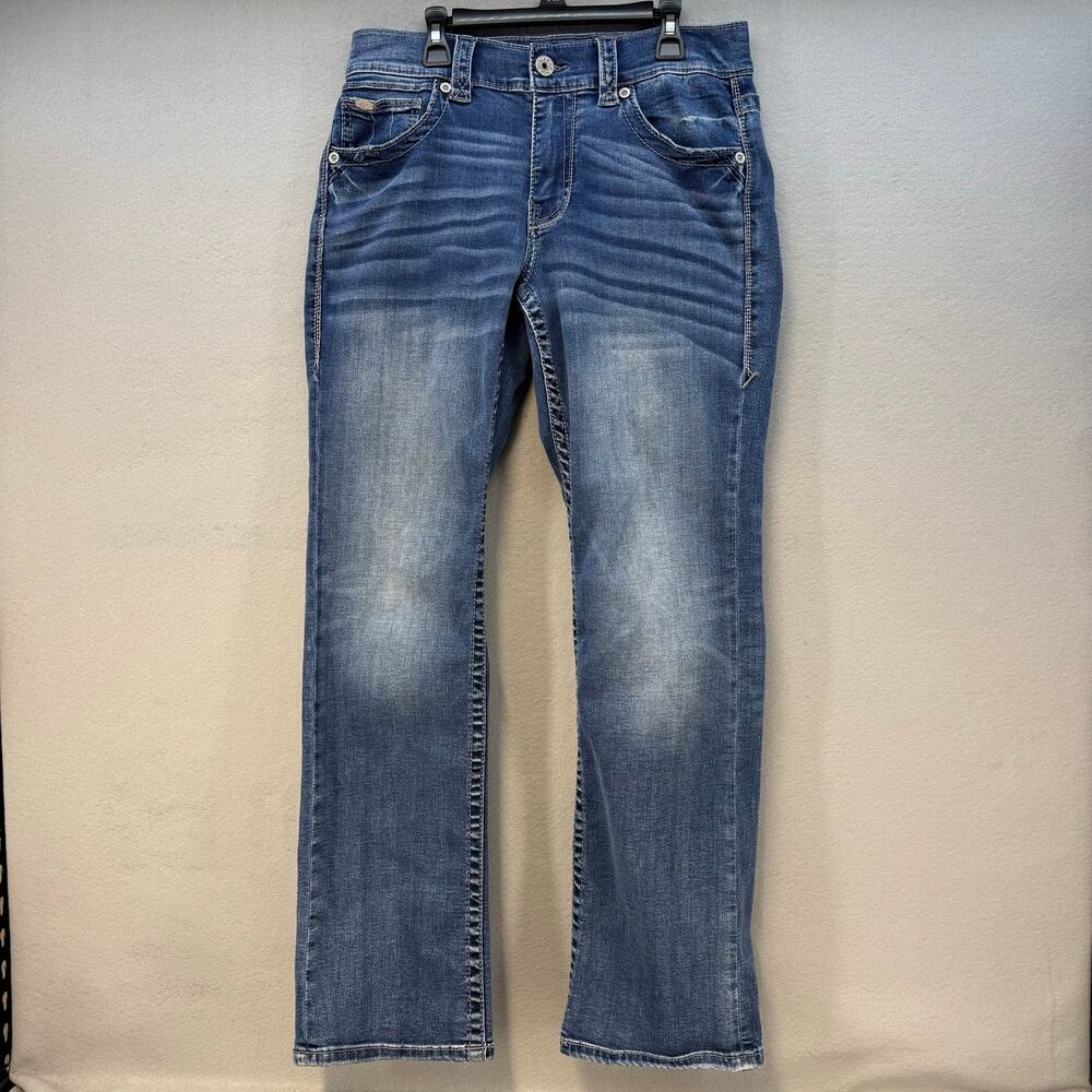 Buckle Black Jeans Women's 31x32 (12) Blue Fit No. 9 Boot Cut Leg Mid Rise EUC